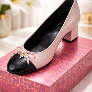 Tory Burch Black and Pink Loafers